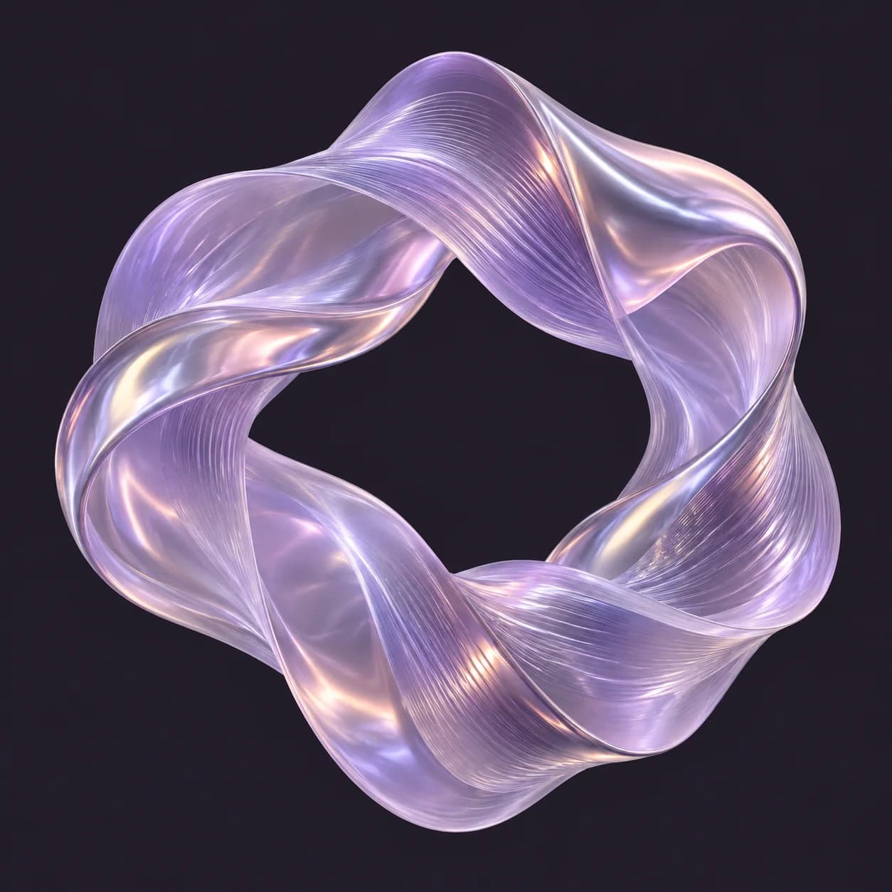 A continuous ice-blue ribbon on deep ocean navy, folded into a luminous loop